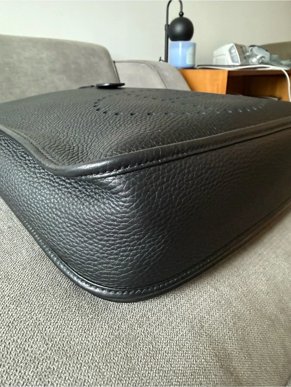 Hermes Black Perforated H Messenger Bag with Gold Hardware